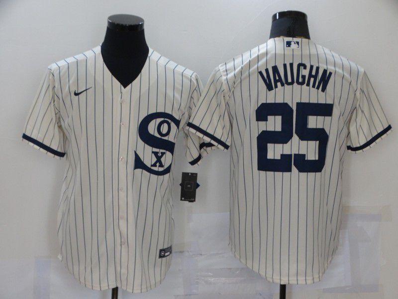 Men Chicago White Sox #25 Vaughn Cream stripe Dream version Game Nike 2021 MLB Jerseys